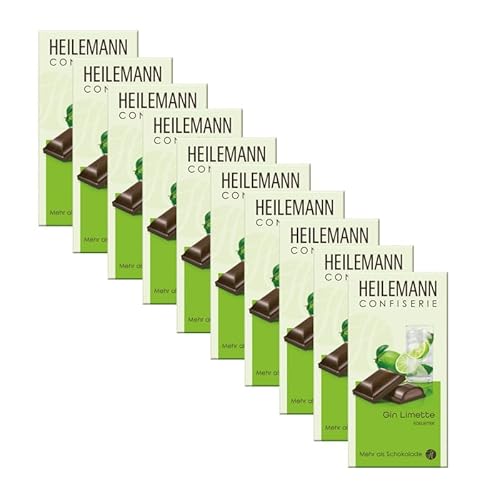 Heilemann Gin-Limette Trüffel in Edelbitter-Schokolade, 10 x 100 g – Vorratspack – Zartbitterschokolade mit Gin-Limetten-Ganache – Erfrischender Genuss für Gourmets und als Geschenk von Heilemann Confiserie