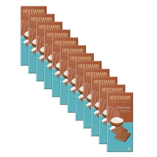 Heilemann Flachtafel-Schokolade Meersalz Edelvollmilch, 12 x 80 g von Heilemann Confiserie