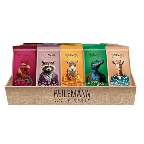 Heilemann Mini Schokoladen-Tafel, the masked chocolate Mix-Karton, 70 x 37 g von Heilemann Confiserie