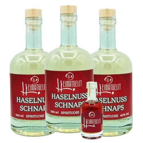 Haselnuss-Schnaps 500ml 40% vol. 3er Box inkl. Gratisprobe 50 ml Haselnuss-Schnaps 500ml 40% vol. 3er Box inkl. Gratisprobe 50 ml von Heimatgeist