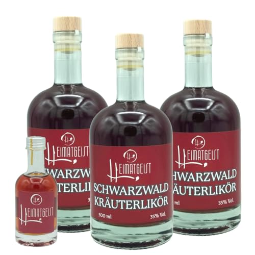 Schwarzwald Kräuterlikör 500ml, 35% vol. 3er Box inkl. Gratisprobe 50 ml von Heimatgeist