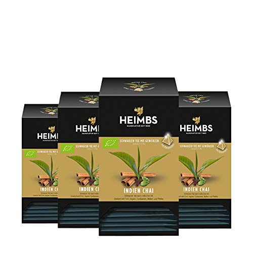 HEIMBS Bio Indien Chai, 20 Pyramidenbeutel, 4er Pack von Heimbs