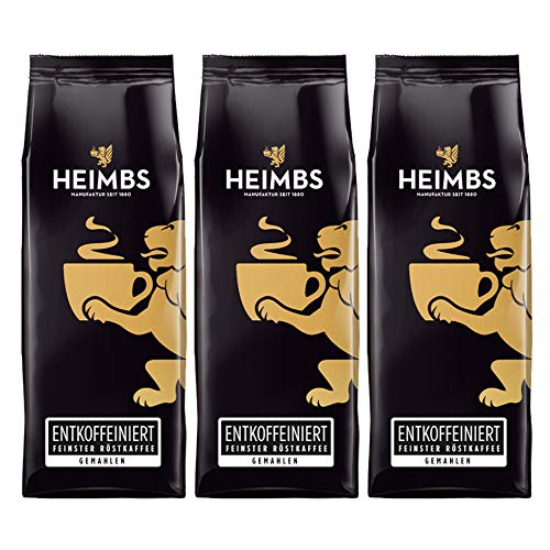 HEIMBS Entkoffeiniert Feinster Röstkaffee, 250g gemahlen, 3er Pack von Heimbs