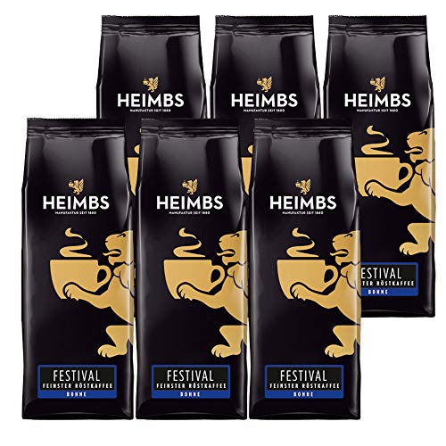 HEIMBS Festival Feinster Röstkaffee, 250g ganze Bohne, 6er Pack von Heimbs
