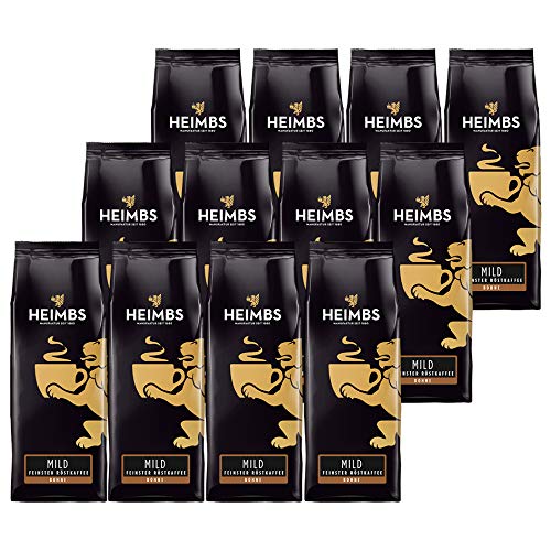 HEIMBS Mild Feinster Röstkaffee, 250g ganze Bohne, 12er Pack von Heimbs