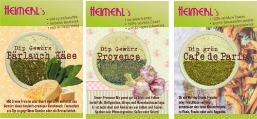 3er Box: Dips mit Knoblauch & Kräuter - Dip Bärlauch-Käse, Dip Provence, Dip Cafe de Paris von Heimerls Wild- und Heilpflanzen