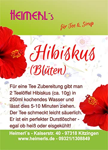 HEIMERLs Hibiskusblüten 80g - 1a Hibiskus Tee - kalt und warm fruchtig erfrischend von Heimerls