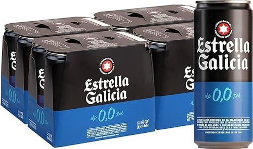 ESTRELLA GALICIA 0.0% Alkoholfrei Bier. Dosen 330 ml. bier dose, biere der welt, bier set, geschenke für männer, adventskalender männer (24 Dosen, 0.33 l) von Hein
