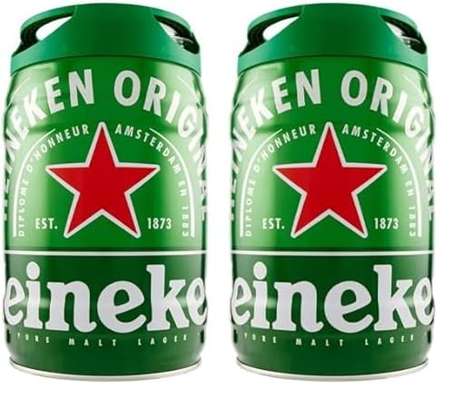 Heineken Pils Bier (1 x 5 l Fass) - Draught Keg Bier-Fass mit Zapfhahn, 5% Alkoholgehalt, 100% natürliche Zutaten, erfrischend milder Geschmack (Packung mit 2) von Heineken