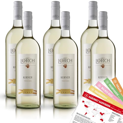 Lorch Kerner QbA, trocken, sortenreines Weinpaket + VINOX Winecards (6x1,0l) von Heinrich Lorch