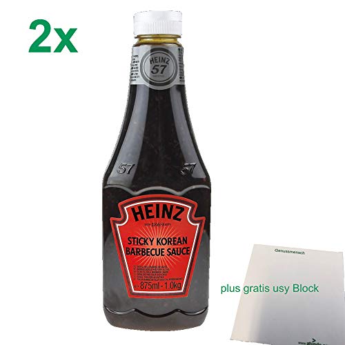 Heinz Sticky Korean Barbecue Sauce 2er Pack (2x875 ml Flasche) plus usy Block von Heinz H.J. GmbH