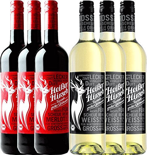 6er Mixpaket - Bio-Glühwein rot & weiß - Heißer Hirsch | veganer Glühwein | Glühwein aus Deutschland in Bio-Qualität | 6 x 0,75 Liter 6er Mixpaket - Bio-Glühwein rot & weiß - Heißer Hirsch | veganer Glühwein | Glühwein aus Deutschland in Bio-Qualität | 6 x 0,75 Liter von Heisser Hirsch