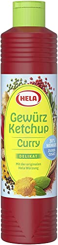 HELA Gewürz Ketchup Curry delikat 30% weniger Zuckerzusatz 4er Pack (800mlx4) von HELA