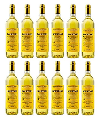 12x 750 ml Retsina Kourtaki Spar Set 12% gehartzter Weißwein Weiß Wein aus Griechenland Attika Savatiano von Hellenikos