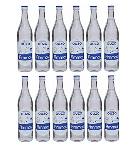 12x Ouzo Ammos 700ml 37,5% Gatsios griechischer leichter milder Uso Ouxo Tresterbrand Trester Schnaps + 2x Nescafe Frappe Sachet zum testen von Hellenikos