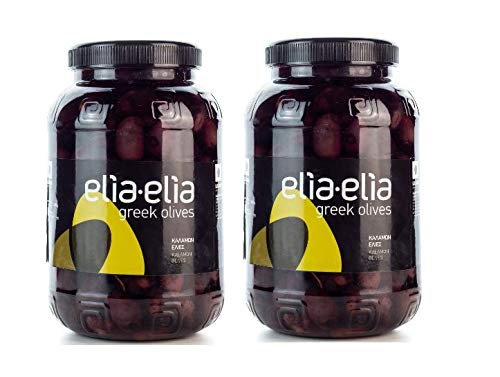 2x 1kg schwarze Oliven Kalamata Extra Large mit Kern - 2 Fässchen + 10ml Olivenöl zum Test im Set - Chalkidiki Griechenland von Hellenikos