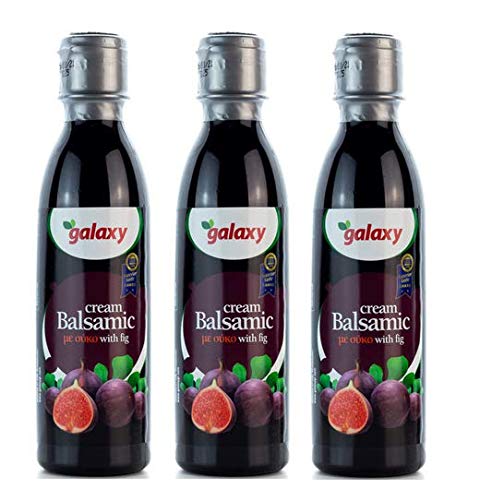 3x 250ml Essig Balsamico Creme mit Feige Galaxy Balsamicocreme dunkel Balsamessig dickflüssig Salat-Dressing Deko 3er Set + 10ml Olivenöl von Kreta zum Test von Hellenikos