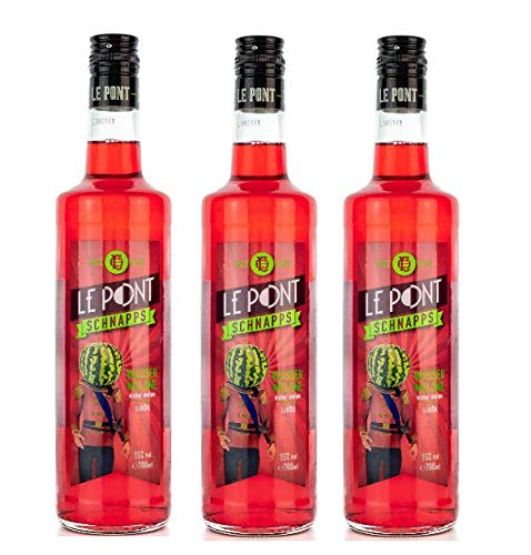 3x 700ml Likör Wassermelone 15% - LePont - Wassermelonenlikör Melonenlikör Melonen Schnaps Likör Absacker + 10ml Olivenöl zum testen von Hellenikos