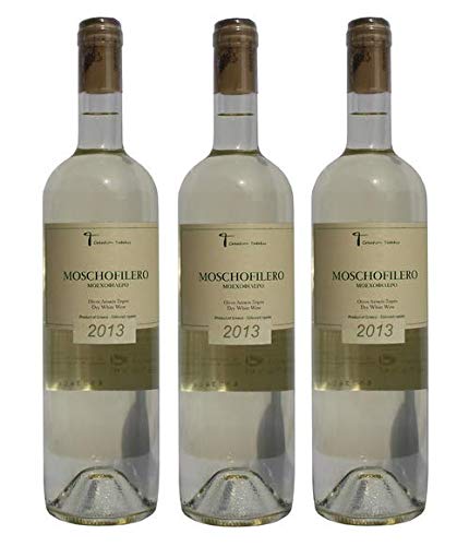 3x 750ml Moschofilero trockener Weißwein Set - Tatakis aus Griechenland griechischer Weiß Wein trocken - ein edler Sommerwein + 2 Probiersachets Olivenöl 10ml aus Kreta von Hellenikos