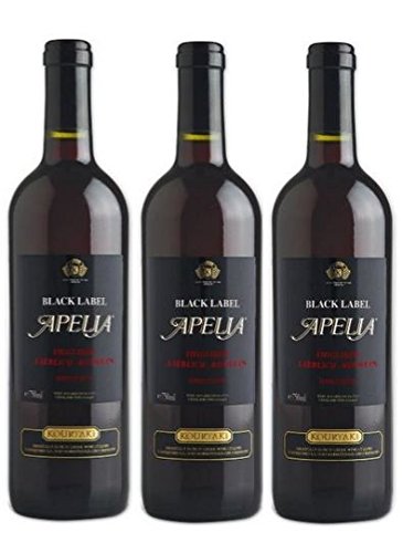3x Apelia Black Label 750 ml Rotwein lieblich aus Griechenland 11,5 % + 1 Probier Sachets Olivenöl aus Kreta a 10 ml - griechischer roter Wein von Hellenikos