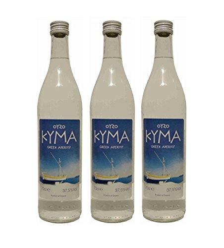 3x Ouzo Kyma 37,5% Vol. von Loukatos aus Patras Peleponnes Griechenland - feiner milder griechischer Trester Anis Schnaps Spar Set + 1 Probiersachets Frappe oder Olivenöl von Hellenikos