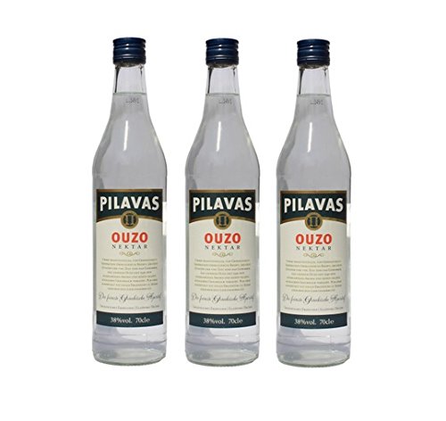 3x Ouzo Nektar Pilavas 40% Vol. 3 Flaschen a 700 ml Set Griechenland griechischer Anis Schnaps Trester Destillat + 2 Probier Sachets Nescafe Frappe von Neste Hellas von Hellenikos