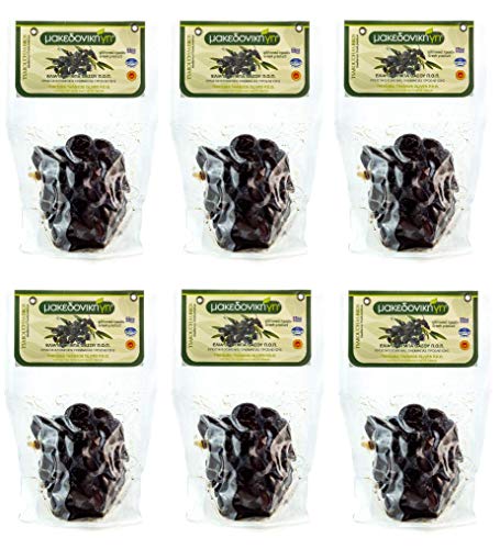 6x 250g getrocknete schwarze Natur Throumba Oliven aus Thassos Griechenland gesalzen Thrumbas getrocknet Naturoliven 1,5kg Set + 10m Olivenöl zum teste von Hellenikos