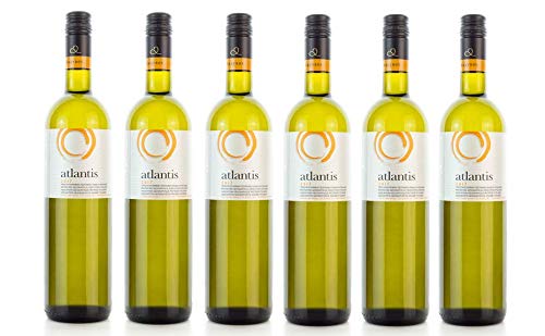 6x 750ml Atlantis Weißwein trocken knackig frisch Santorini Argyros griechischer Weiß Wein Set + 2x 10ml Olivenöl von Kreta zum Test von Hellenikos