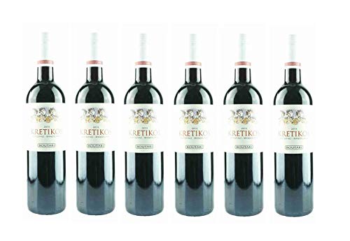 6x Boutari Kretikos Rotwein je 0,75L trocken griechischer Tafelwein Rot Wein im Spar Set + 2x Probiersachet Olivenöl von Hellenikos