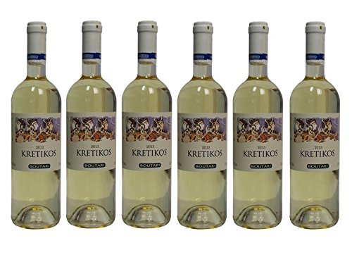 6x Boutari Kretikos Weisswein je 0,75L trocken griechischer Tafelwein Weiß Wein im Spar Set + 2x Probiersachet Olivenöl von Hellenikos