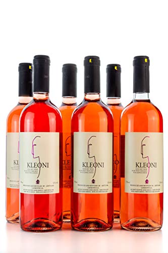 6x Kleoni Rosewein trocken Lafkiotis je 750ml + 2 Probier Sachets Olivenöl aus Kreta a 10 ml - griechischer Rose Wein fruchtig Tafelwein Griechenland Wein Set von Hellenikos