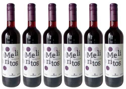 6x Meliritos Rotwein Imiglykos lieblich 12% Vol. je 750ml von Cambas + 2 Probier Sachets Olivenöl aus Kreta a 10 ml - griechischer roter Wein mittelsüß Griechenland Wein Set von Hellenikos