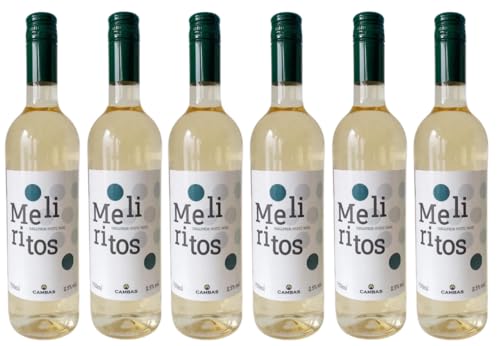 6x Meliritos Weißwein Imiglykos lieblich je 750ml von Cambas + 2 Probier Sachets Olivenöl aus Kreta a 10 ml - griechischer weißer Wein mittelsüß Griechenland Wein Set von Hellenikos