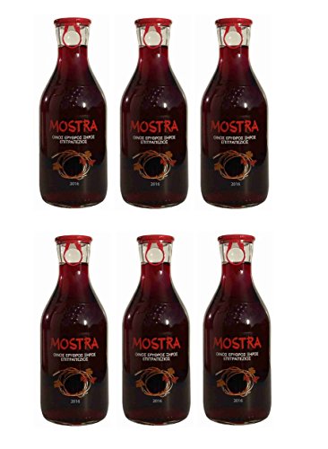 6x Mostra Rotwein trocken je 500ml 12,5% Vol Tsililis Rot Wein aus Griechenland + 10ml Olivenöl zum testen von Hellenikos