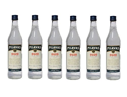 6x Ouzo Nektar Pilavas 38%-Vol. 6 Flaschen a 700 ml Set Griechenland + 2 Probier Sachets Olivenöl aus Kreta a 10 ml von Hellenikos