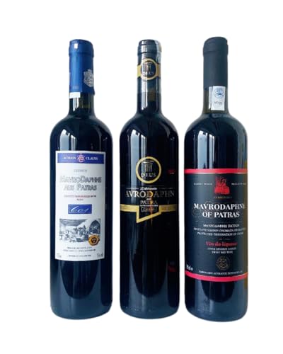 Mavrodaphne Probier Geschenk Set 3x Mavrodafne aus Griechenland Rotwein Likörwein griechischer Wein + Probiersachet Olivenöl aus Kreta von Hellenikos