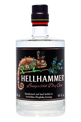 Hellhammer Langenfeld Dry Gin ideal für Gin Tonic, Cocktails oder puren Genuss. International Gold prämierter London Dry Gin | Micro Batch | Maximal 300 Liter pro Batch | handabgefüllt von Hellhammer Langenfeld Dry Gin