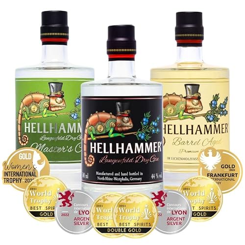 Hellhammer Gin Magnum Paket, 3 Flaschen Gin à 0,5 Liter 3 Gold prämierte Gins, für ein Gin Tasting, Gin Geschenkset, für die Bar. 3 x 0,5 Liter Gin Hellhammer Gin Magnum Paket, 3 Flaschen Gin à 0,5 Liter 3 Gold prämierte Gins, für ein Gin Tasting, Gin Geschenkset, für die Bar. 3 x 0,5 Liter Gin von Hellhammer