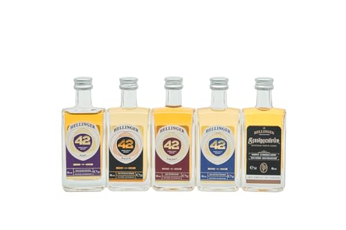 HELLINGER 42 5 Probiergrößen Sächsischer Single Malt Whisky - 46% Vol. Alkohol 5x 5cl – Set enthält Hellinger 42 Original, Rauch, Sherry, Port & Siehdichfür zum Probieren – Dresdner Whisky Manufaktur von Hellinger 42