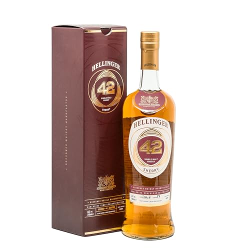 HELLINGER 42 Sherry - Sächsischer Single Malt Whisky - 46% Vol. Alkohol 700ml - Mit Noten von Vanille, Mandarine, Kaffee & Ingwer – Dresdner Whisky Manufaktur – Reifung im Bourbonfass & im Sherryfass von Hellinger 42