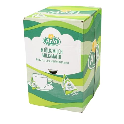 Arla Milch-Portion 1,5% Fett, im Displaykarton, Sie erhalten 1 Packung, Packungsinhalt: 100 Einzelportionen von Hellma