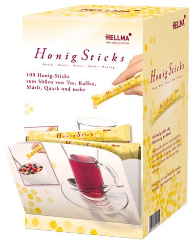 Hellma Blüten-Akazien-Honig Sticks, 100 Portionspackungen à 8 g, Display-Karton - 100Portionen - 2x von Hellma
