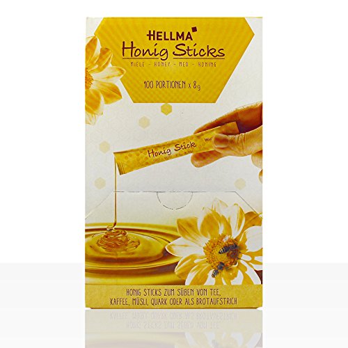 Hellma Blüten-Akazien-Honig Sticks, 100 Portionspackungen à 8 g, Display-Karton - 100Portionen - 4x von Hellma