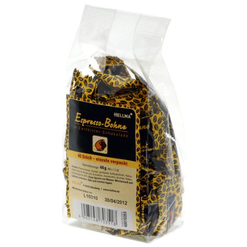 Hellma Espresso Beans covered with dark Chocolate, 40 Individually Wrapped