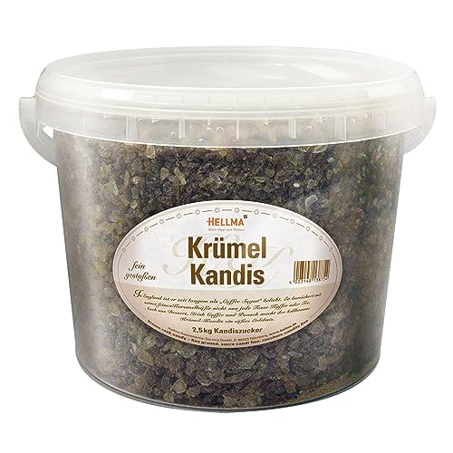 Hellma Krümel Kandis, Zucker, Portionszucker, Kandiszucker, Zuckertüte, für Gastro, Hotel, Büro, Kantine, 2.5 Kg Eimer von Hellma