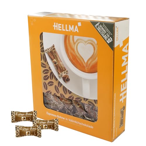 Hellma Espresso-Bohne in Vollmilchschokolade - 380 Stk. schokoliert, einzeln - je 1,1 g - Vorrats-Box - für Café, Gastro von Hellma