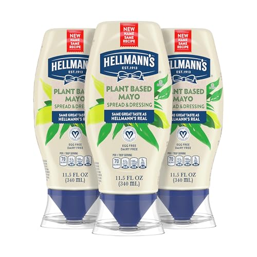 Hellmann's Veganer Verband und Verbreitung Vegan 3 Karat für eine reichhaltige, cremige pflanzliche Alternative zu Mayo gleichen großartigen Geschmack, pflanzlicher Basis, frei von Eiern, 326 ml Hellmann's Veganer Verband und Verbreitung Vegan 3 Karat für eine reichhaltige, cremige pflanzliche Alternative zu Mayo gleichen großartigen Geschmack, pflanzlicher Basis, frei von Eiern, 326 ml von Hellmann's