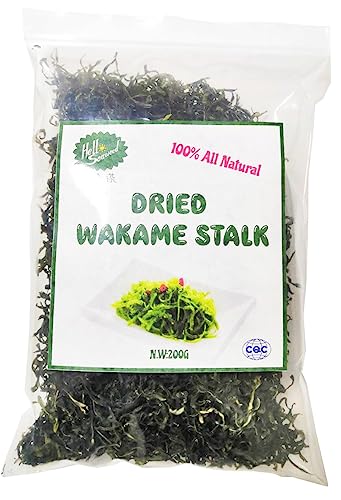 100 % natürliche essbare Algen getrocknete Wakame-Stängel, kein Sand, 200 g/Beutel von Hello Seaweed