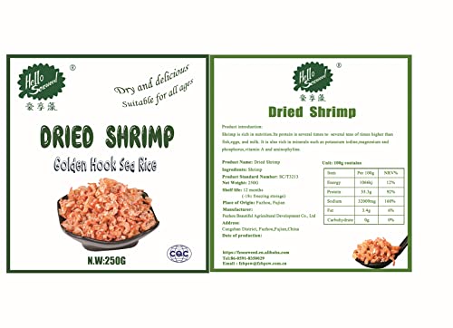 Getrocknete gekochte Garnelen, getrocknete Garnelen, natürliche Garnelen zum Kochen,Dried cooked shrimp, dried shrimp (2 bag (17.64oz)) von Hello Seaweed