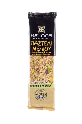 Helmos Griechischer Sesamriegel - Pasteli mit griechischem Honig und Pistazien 75 g, 5er Pack von Helmos